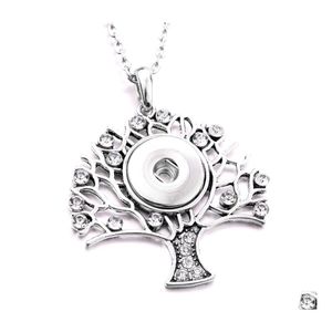Pendant Necklaces Fashion Tree Of Life Crystal Snap Button Necklace 18Mm Ginger Snaps Buttons Charms With Stainless Steel Chain For Dhjbv