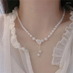 Ketten HOOZZ.P Damen-Perlen-Halskette, echte natürliche Zuchtweiß, barocker Anhänger, Halsband, verstellbare Länge, Hochzeitsschmuck, feines Geschenk