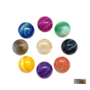 Stone Wholesale 20Mm Mini Round Striped Agate Carving Cabochon Crystal Polishing Gem Healing Jewelry Diy Acc Drop Delivery Dhlms