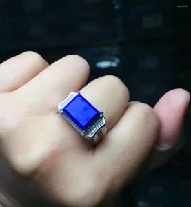 Pierścienie klastra mężczyźni niebieskie lapis pierścień Naturalny Real 925 Sterling Silver for Or Women Gem 10 12 mm