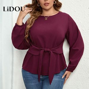 Women's Plus Size T-Shirt Autumn Winter Fashion Trend Coll Coll Plus Size Pullover Female Vengetment Design Simple Shirt Women Women Lose Disual Lady Tops 230216