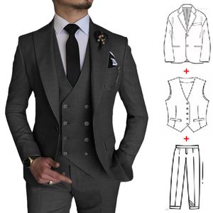 Ternos masculinos Último noivo de casamento para homens 3 peças Conjunto Slim Fit Double Bastted Man Man Festa formal Macho Macho Trajes de Hombre