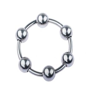6 Size Male Stainless Steel Penis Delayed Gonobolia Ring With Six Slideable Beads Cock Ring Jewelry Adult BDSM Sex Toy For Glans Y186B