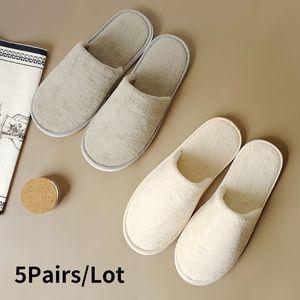 Flipers descartáveis ​​5Pairs/Lote Winter Cotton Men Women El slides Sandálias de viagem em casa calçados de hospitalidade Um tamanho à venda 230216