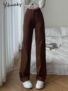 Dżinsy damskie Cotvotee brązowe dżinsy dla kobiet proste szerokie nogi dżinsowe spodnie streetwear vintage spodni mama Jean pełna długość 230215