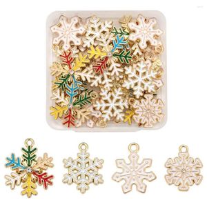 ペンダントネックレス24pcs/box合金エナメルペンダントクリスマススノーフレークミックス女性ジュエリーのためのdiyネックレスダングルイヤリングの装飾を作る