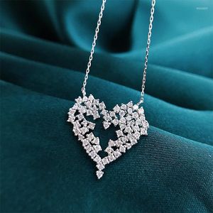 Collane con ciondolo New Novel Design Love Collana per donna Full Bling Cubic Zirconia Ly Wedding Engagement Trend Heart Jewelry