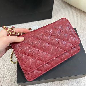 French Womens WOC Caviar Leather Wallet Bags Classic Mini Flap Calfskin Card Holder Multi Pochette Purse 5 Colors Luxury Designer Handbags 19X12.5CM