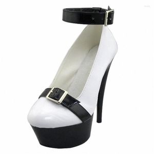 Dress Shoes 15cm High-Heeled Fashion Party 6 Inch Platform Round Toe Color Block Decoration Single