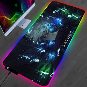 Mouse Pads Wrist Rests RGB Jujutsu Kaisen Mouse Pad Anime Gojo Satoru Desk Mat Gamer PC Computer XL Varmilo Keyboard Carpet Gaming Accessories Mousepad T230215