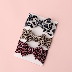 Acessórios para o cabelo Baby Leopard Print Filmes para a cabeça larga borda Bandas bowknot Retas de veludo Material para meninos meninos