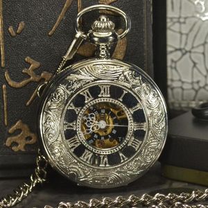 Карманные часы Tiedan Steampunk Luxury Sport Antique Skeleton Mechanical Watch Men Chain Corlecle Casual Fob