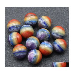 Stone 20Mm 7 Chakra Round Natural Crystal Ball Mosaic Craft Gift Yoga Hand Play Odornment Decoration Drop Delivery Jewelry Dhaxk