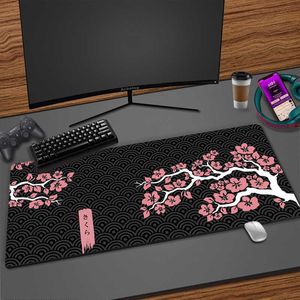 Mouse Pads Wrist Rests Sakura Pink Mousepad Computer Table Mats Large PC Mouse Pad Art Cherry Blossoms Keyboard Mause Pad Desk Mat Gaming Accessories T230215