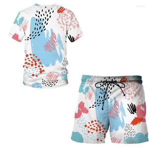 Erkek Trailsits Moda 3D Taze ve Doğal Stil Baskılı Serin Kısa Kollu Takım Adam Kadın Yaz Plajı Pantolon T-Shirt Shorts2pcs T-Shirts