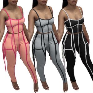 2023 Tasarımcı İki Parçalı Setler Kadın Trailtsuits Yaz Püskülük Kıyafetleri Seksi Kolsuz Tank Top ve Pantolon Günlük Outwork Sportswear Toptan Toplu Öğeler 9277
