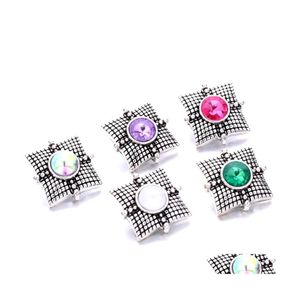 Charms Colorf Cross Shape Sier Color Snap -knapp Kvinnes smycken Fynd Bright Rhinestone 18mm Metal Snaps Knappar DIY Armband Drop Dhmyl