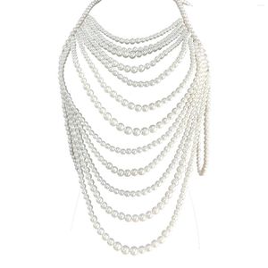 Catene Donna Multistrato Accessori per gioielli da festa Catena per corpo in perle Regalo Misura regolabile Abito da sposa Maglione Collana a spalla