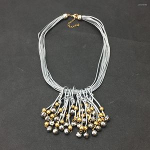 Hänghalsband ukmoc chic choker halsband handgjorda garn strip crystal tassel uttalande hängsmycken maxi smycken #4103