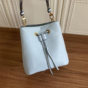 2023SS Kvinnor Mini Bucket Bag Axel crossbody väskor dragsko äkta läder avtagbart handtag interiörfack ficka hög kvalitet