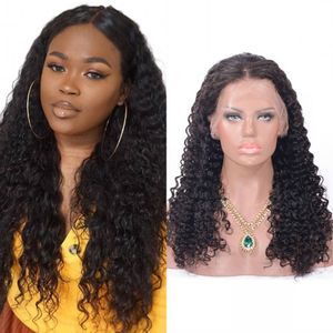 Cabelos cambojanos Cabelos curiosos Cabelo humano Nó branqueou com cabelos de bebê 13x4 peruca frontal de renda para mulheres negras