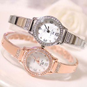 Wristwatches Luxury Women's Bracelet Watches Girls Steel Fashion Small Dial Diamond Quartz Watch Ladies Rose Gold Analog Wrist Women