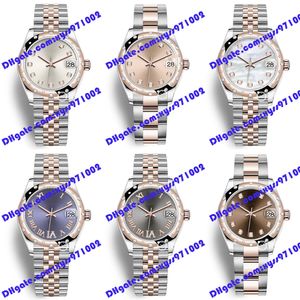 Heiß verkaufende neue hochwertige Damenuhr Asia 2813 automatische mechanische Uhr 278341 31 mm lila römisches Zifferblatt Diamantuhr Herrenuhr Roségold-Edelstahlarmband