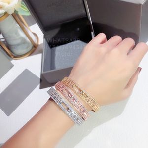 Designer Bangle Armband för Woman Diamond Gold Plated 18k Inlaid med naturliga kristall officiella reproduktioner Fashion Premium Gifts 011