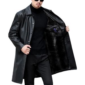 Men's Trench Coats Men Leather Casaco Masculino XLong Jackets Fashion Outerwear Jaqueta Masculina 230216