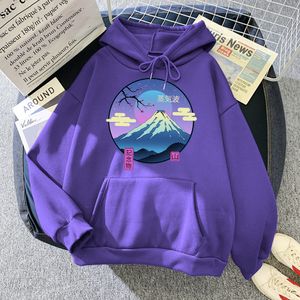 Męskie bluzy bluzy Mount Fuji Wzór z kapturem Japan Landscape Man Pullover ciepły harajuku kaptura dla mężczyzn street moda punkowa męska bluza z kapturem 230215