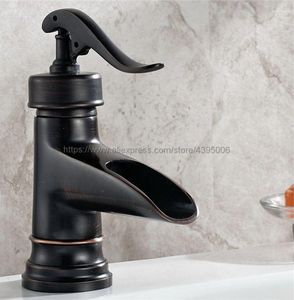 Bathroom Sink Faucets Oil Rubbed Bronze Deck Mount Waterfall Faucet Vanity Vessel Sinks Mixer Tap Cold And Water Bnf432
