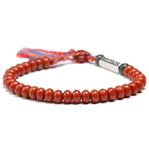 Charm Bracelets Natural Red Jasperr 64mm Beads Simple Bracelet Women Men Six ture words Tibetan Buddhist Handmade Lucky Knots Bangle 230215