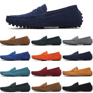 Tênis Masculino Top Mens Shoes Hot Casual Slip on Lazy Suede Leather Shoe Big Size 38-47 Sier