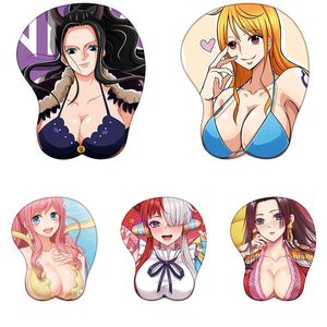 Mouse Pads Wrist Rests Nami Robin Uta Hancock Yamato 3D Silicone Mousepad One Anime Piece 3D Wristband Mouse Pad Game Sexig 3D Wrist Rest Mouse Mat T230215