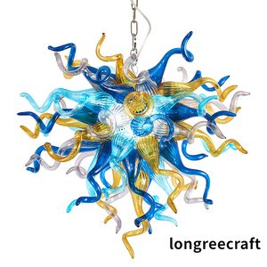 Lampade a sospensione artistiche di lusso Multicolor 28 * 28 pollici Lampadari in vetro soffiato a mano Luce con lampadine a LED Foyer House Hanging Fixture Lampadari artigianali per interni LR1419