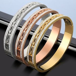 Bangle Trend for Men Women Wedding Party Charm Armband Smycken Pulsera Vintage Rostfritt stål Square Open Cuff Crystal Zircon Bangles 230215