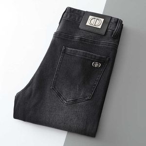 Luxuriöse leichte Herrenjeans, Herbst und Winter, dicke Hose, koreanische Version, schmal, klein, gerade, Stretch