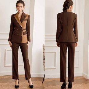 Pantaloni da donna color cioccolato Abiti da sera da sera su misura slim fit per pantaloni dritti da matrimonio in due pezzi