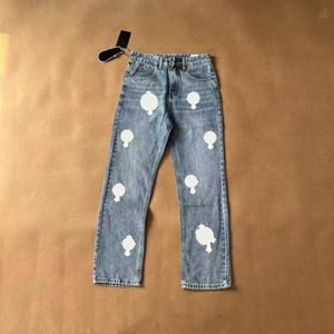 Dżinsy męskie designer dżinsy damskie chrome hesrts myte dżinsy chromowane proste spodnie Goth Y2K Odciski liste