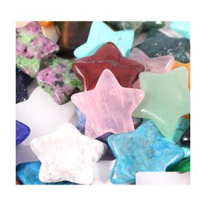 Stone 20Mm Random Color Mini Star Statue Natural Carving Home Decoration Crystal Polishing Gem Drop Delivery Jewelry Dhm3F