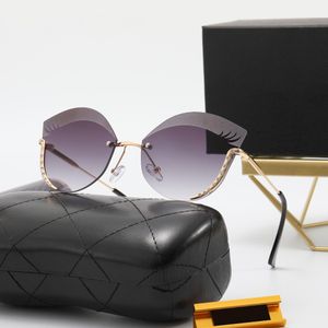 2023 neues Modedesign randlose Cat-Eye-Sonnenbrille Anti-UV-Trendboom