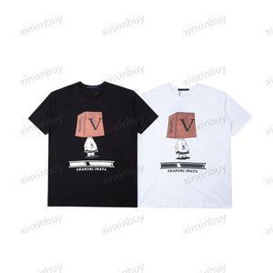 Xinxinbuy Men designer tee t shirt 23ss Paris los angeles fingertryck kort ￤rm bomull kvinnor vit svart r￶d s-xl