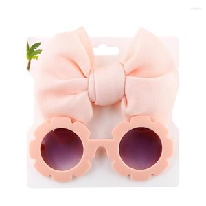 Acessórios para o cabelo crianças meninas meninas Óculos de sol Band Set Defioon Glasses Knot Bow Fandag Po Props Gifts