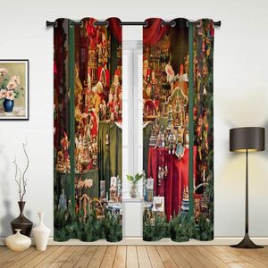 Curtain Christmas Table Gift Santa Claus Curtains For Bedroom Living Room Drapes Kitchen Children's Window Home Decor