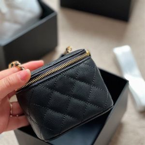 Designer Caviar Leather Mini Vanity Box Bags Calfskin H￶gkvalitativ liten kosmetisk quiltad l￤ppstiftpaket Fashion Trends Lovely LA295R