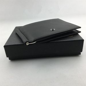 Classic Designer Wallet with Credit Card Holder Black Genuine Leather Money Clip Thin ID Card Case for Travel Man Metal Purse3046