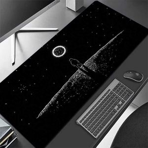 Mouse Pads Wrist Rests Astronauta Space Black Mouse Pad Deskmat Gamer Keyboard Mousepad Game Office Mouse Mat Computer Table Rubber 900x400 Mause Mats T230215