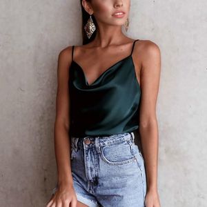 Women's Tanks Women Vest Summer Fashion Camisole Solid Color U-neck Imitation Silk Loose Type Size S To XXL Ladies Inner Clothes