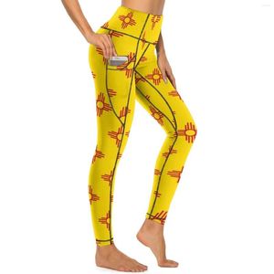 Aktive Hose Zia Sun Symbol Qualität Leggings Mexiko Staatsflagge Rot Gym Yoga Frauen Push Up Atmungsaktive Leggins Elastische Sportstrumpfhose