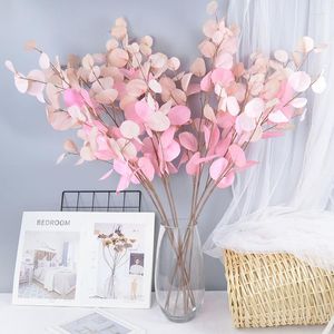 Dekorativa blommor konstgjorda eukalyptus lämnar silke arrangemang träd växt bukett faux lövverk krans sovrum hem diy dekor